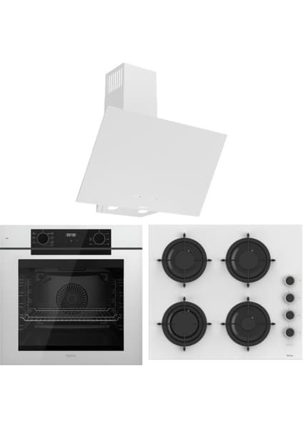 Ferre Fryart Artline QEP63CB - CS206-FA - D078-SA 7 Prog. Dijital Turbo Ankastre Set - Beyaz