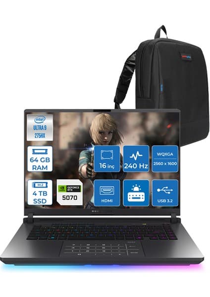 Asus Rog Strix G16 Intel Core Ultra 9 275HX  64GB Ddr5 4tb SSD 8GB/RTX5070/115W 16\