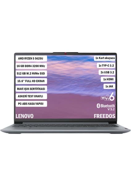 Lenovo Ideapad Slim 3 AMD Ryzen 5 5625U 16GB 512GB SSD Freedos 15.6\