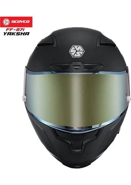 Scoyco FF-871 Yaksha Mat Siyah-Gold Güneş Vizörlü Kapalı Kask (Gold Camlı) 8