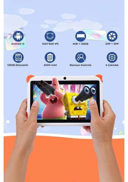 Torima T15 Beyaz 4gb +128 GB Tablet Çocuk Tableti Kılıf Hediyeli 8