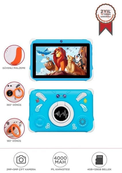 Torima T15 Mavi 4gb +128 GB Tablet Çocuk Tableti Kılıf Hediyeli