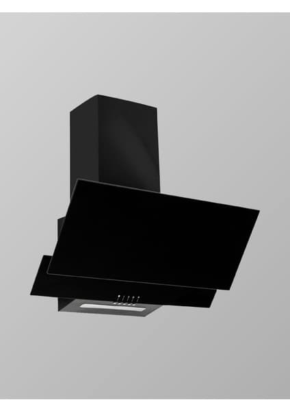Exep ED-401 Siyah Cam Davlumbaz Duvar Tipi Eğimli Tasarım 60 cm 450 m³/h Hava Debisi