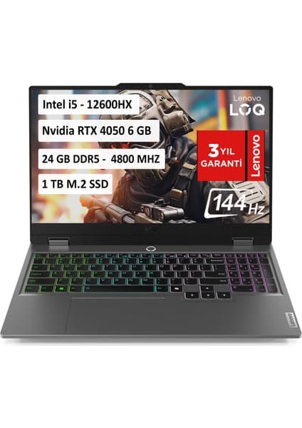 Lenovo LOQ Intel Core i5 12600HX 24GB 1 TB SSD RTX4050 Freedos 15.6\