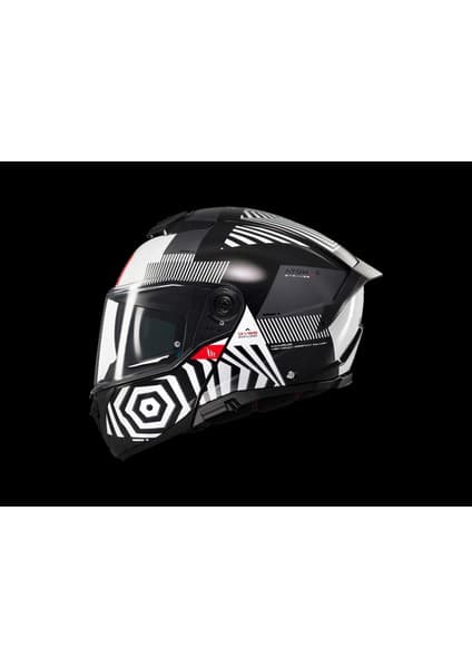Mt Helmets Kask mt Atom 2 Strange B2 Çene Açılır Siyah/beyaz