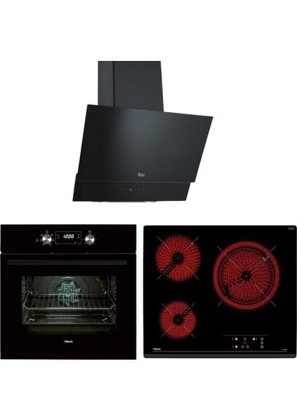 Teka ATV 60 BK Davlumbaz - HAK 625 N Fırın - TZ 6316 Elektrikli Ocak Siyah Ankastre Set