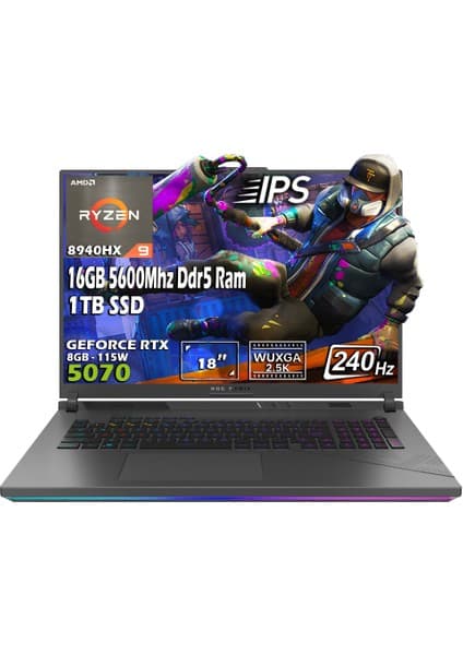ASUS ROG Strix G18 G814PP-S9045-GAMING AMD Ryzen 9 8940HX 16GB 1TB SSD RTX5070 Freedos 18\