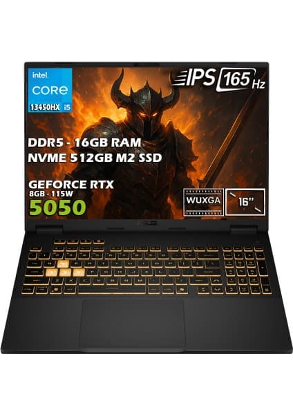 Asus TUF F16 FX608JH-RV010-Gaming Intel Core i5-13450HX 16GB 512GB SSD RTX 5050 8GB 16\