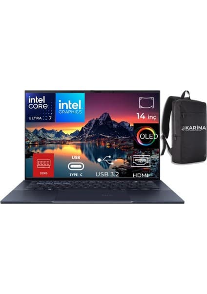 Asus Expertbook B9 Ultra 7-150U B9403CVAR-C73211TBB0D-01 32GB 4tb Intel Graphics Freedos 14'' Taşınabilir Bilgisayar