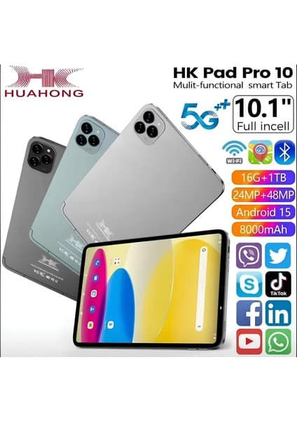 HK Pad Pro 10 Tablet 10.1İnç 4GBRAM 32GB DEPOLAMA 1TB YÜKSELTILEBILIR 5G Android 8000mAh