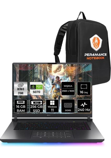 Asus Rog Strix G16 Intel Core Ultra 9 275HX 16GB 256GB SSD RTX5070/8GB 115W 16\