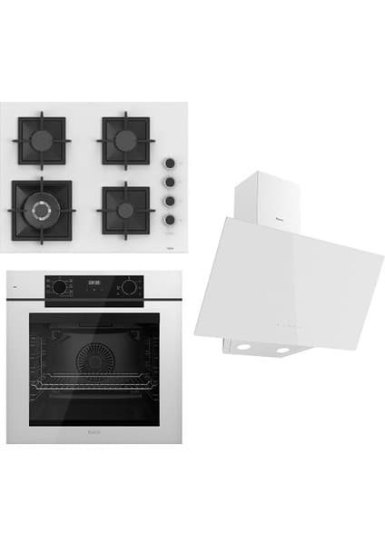 Ferre Fryart Serisi Beyaz Set (SC406-WFA + QEP63CB +D078 ) - Döküm Izgara / 65 cm Ocak