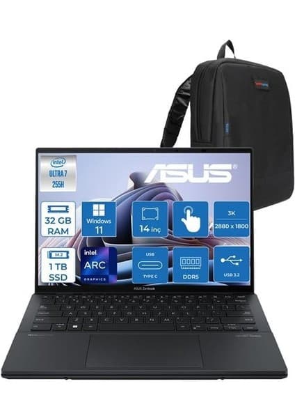 Asus Zenbook Duo Intel Core Ultra 7 255H 32GB Ddr5 1tb SSD Intel Arc Graphics WIN11PRO 14\