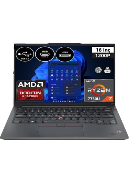 Lenovo Thinkpad E16 Gen 1 21JT0017TX-EP6 Ryzen 7 7730U 32 GB Ram 1 Tb SSD 16\