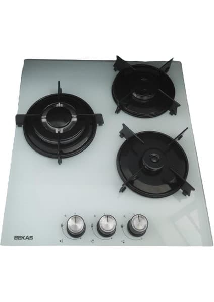 Bekaş 3lü Wok Gözlü Sönme Emniyetli Düğmeden Çakmaklı Ankastre Cam Ocak