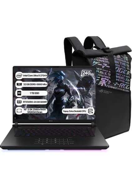 Asus Rog Strix Scar 16 G635LX-RW144 Intel Core Ultra 9 275HX Npu 13 Tops 32GB 1tb SSD RTX5090-24GB Freedos 16\