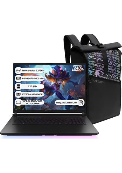 Asus Rog Strix Scar 18 G835LW-SA129 Intel Core Ultra 9 275HX Npu 13 Tops 64GB 2tb SSD RTX5080-16GB Freedos 18\