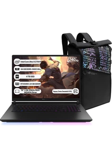 Asus Rog Strix Scar 18 G835LX-SA156 Intel Core Ultra 9 275HX Npu 13 Tops 64GB 2tb+2tb SSD RTX5090-24GB Freedos 18\