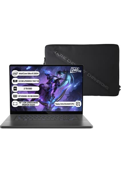 Asus Rog Zephyrus G16 GU605CW-QR160 Intel Core Ultra 9 285H Npu 13 Tops 32GB 2tb SSD RTX5080-16GB Freedos 16\