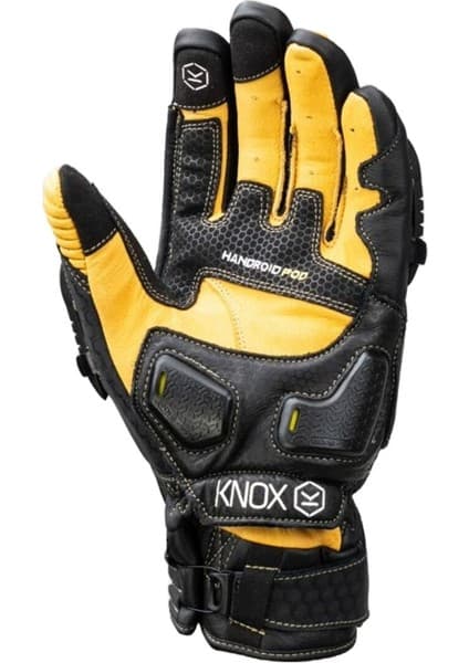 Knox Handroid Pod Mk5 Kısa Korumalı Deri Motosiklet Eldiveni Siyah Kahve 7