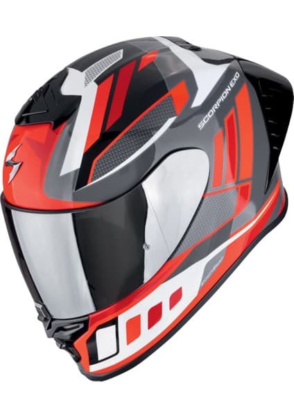 Scorpion Exo R1 Evo Iı Air Vital Spor Motosiklet Kaskı Gri Beyaz Kırmızı
