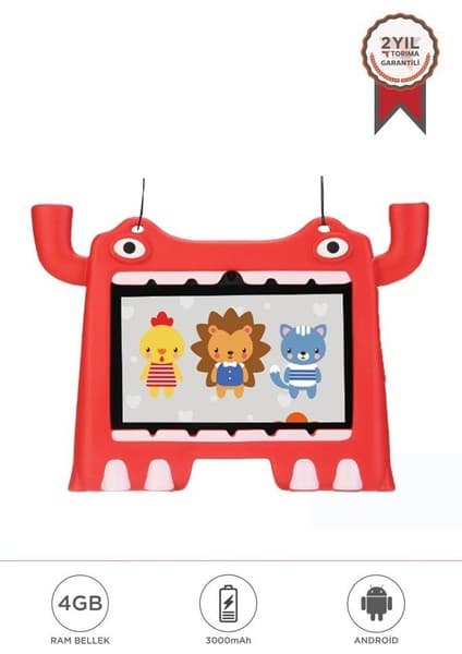 Torima T16 Kırmızı 4gb +128 GB Tablet Android 13 Çocuk Tableti Kılıf Hediyeli