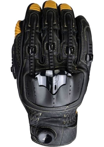 Knox Handroid Pod Mk5 Kısa Korumalı Deri Motosiklet Eldiveni Siyah Kahve 6