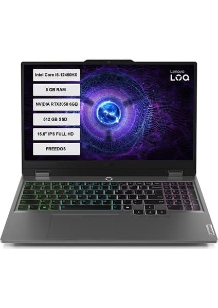 Lenovo Loq 15IAX9 83GS00R7TR Intel Core I5-12450HX 8gb 512GB SSD RTX3050 15.6\