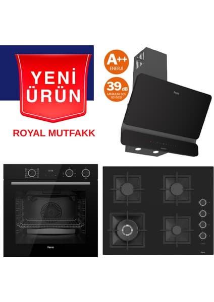 Ferre Lüx Fryart Siyah Ankastre Set (XE64CS + SC405-WFA + D080-SA) 600M3 36 Db. Yüksek Emiş Gücü