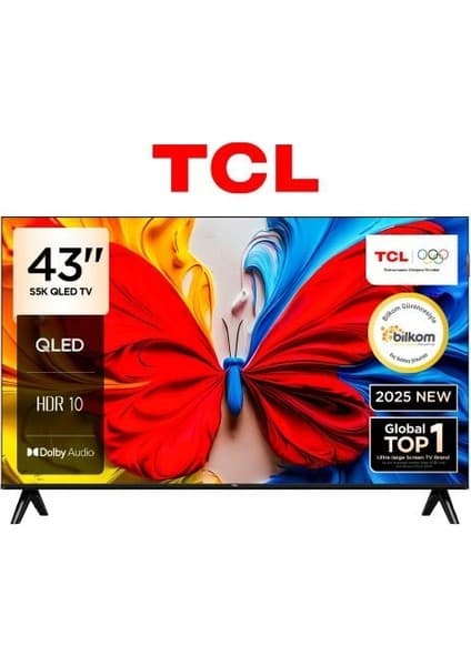 TCL 43S5K 43" 109 Ekran Uydu Alıcılı Full HD Google Smart QLED TV
