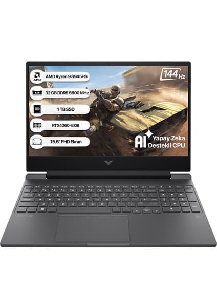 Hp Victus B82WCEA-32 Amd Ryzen 9 8945HS 32GB 1tb SSD RTX4060-8GB Freedos 15.6\