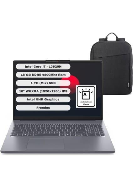 Lenovo Ideapad Slim 3 16IRH10 GTICNT Intel Core I7 13620H 16GB 1tb SSD Freedos 16\