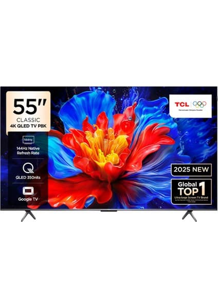 TCL 55P8K 55'' 139 Ekran Uydu Alıcılı 4K Ultra HD QLED Google TV