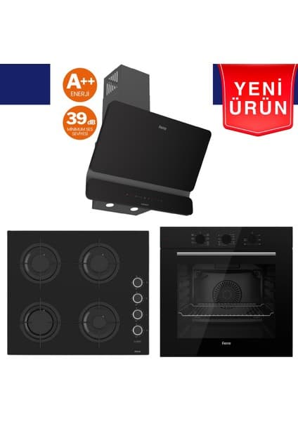 Ferre Silenart Yeni Seri Ultra Sessiz Siyah Ankastre Set (QBL62CS + CS205-FA + D080 -Sa)