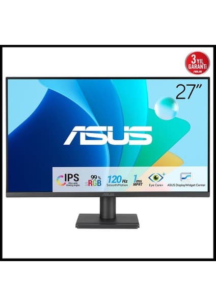 Asus VA279HG 27" 1ms, 120hz, Full Hd, Hdmı, Vga, IPS Led, Çerçevesiz Tasarım, Düşük Mavi Işık, Freesync Kurumsal Monitör