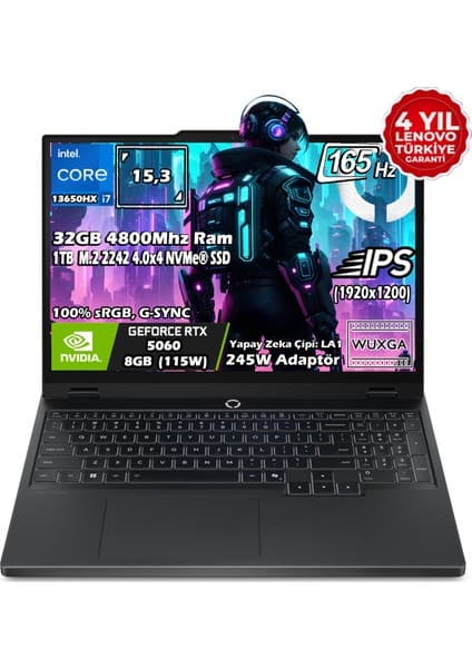 Lenovo Legion 5 15IRX10 Intel Core I7 13650HX 32GB 1tb SSD Rtx 5060 (115W) 15.3\