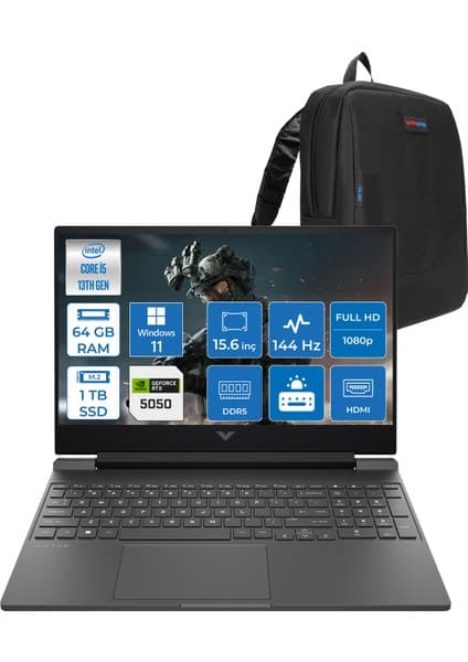 Hp Victus Gaming Laptop Intel® Core™ I5-13420H 64GB Ddr5 1tb SSD 8GB/RTX5050 Gddr7 15.6\