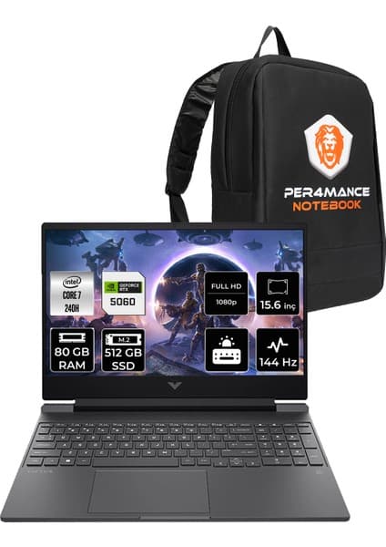 Hp Victus 15 Intel Core 7 240H 80GB 512GB SSD RTX5060/8GB 15.6\