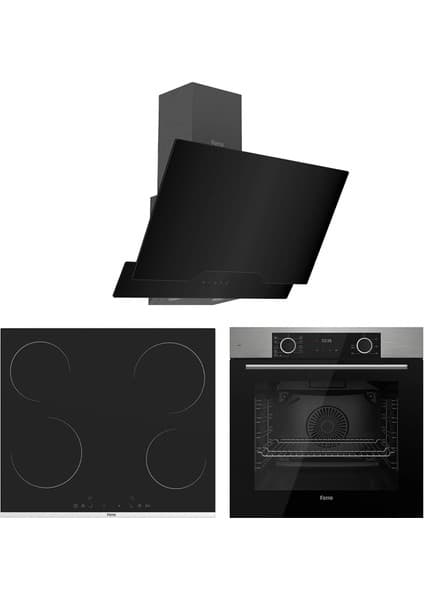 Ferre Fryart Ms Serisi Inox-Siyah Ankastre Elektrikli Cam Set D063 + MS261 + XE63MI