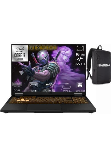 Asus Tuf Gaming F16 I7-14650HX FX608JHR-RV052-35 24GB 1tb+1tb RTX5050 8gb Freedos 16\