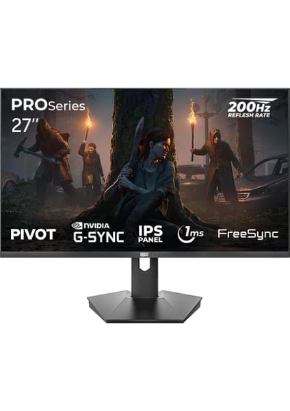 Dragos Proseries P270FHD200 27" FHD 200Hz 1ms IPS Pivot Oyuncu Monitörü (FreeSync/G-Sync)