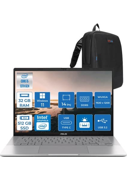 Asus Vivobook WS3407VA S14 Intel Core I5 13420H-32GB DDR5-512GB Ssd-14\