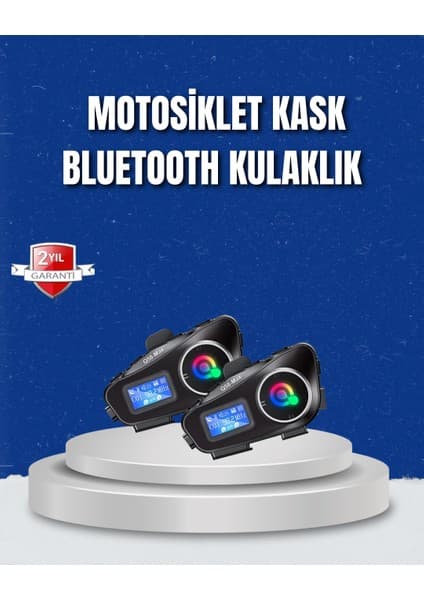 Mbb E-Ticaret LCD Ekranlı Bluetooth Kask Kulaklığı (FM Radyo & SD Kart Girişli)