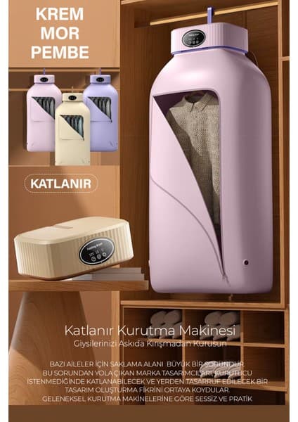 Katlanır Çamaşır Kurutma Makinesi Mor