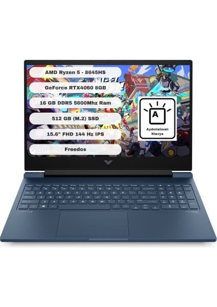 Hp Victus Gaming 15 Amd Ryzen 5 8645HS 16GB 512GB SSD RTX4060 Freedos 15.6\
