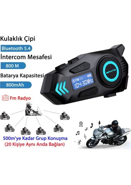 Helmet K09 Intercom Bluetooth Motosiklet Kask Kulaklığı – Çift Yönlü Intercom ve Müzik Desteği