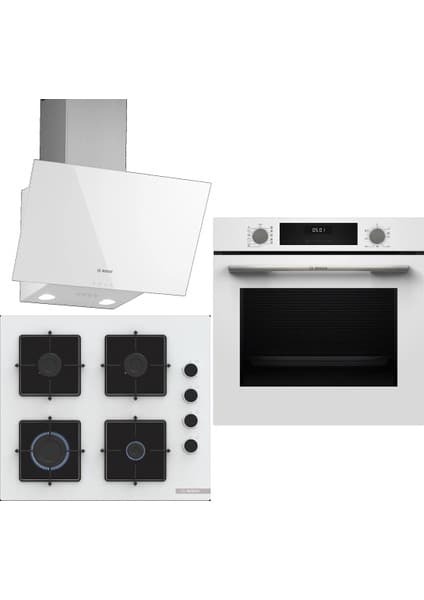 Bosch Beyaz 3 lü Ankastre Set 339 ( HUA717BV0T - POP6C2P30O - DWK63PJ20T ) - Buhar Destekli - Fırın Matı ile 7
