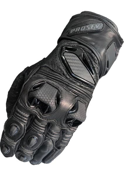 Prosev GL66 Siyah Deri Yarış Eldiveni