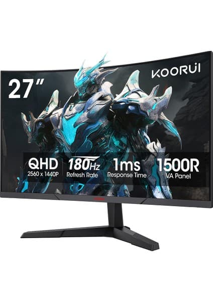 Koorui 27" 27E6QCA 180Hz 1ms Va Qhd Curved Gaming Monitör