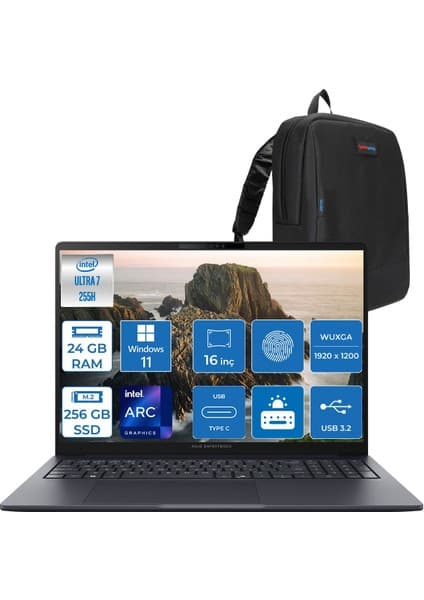 Asus Expertbook B5 B5605CCA-U716512B1D Intel® Core™ Ultra 7 255H Aı 24GB Ddr5 256GB SSD Intel® Arc™ Graphics 16\